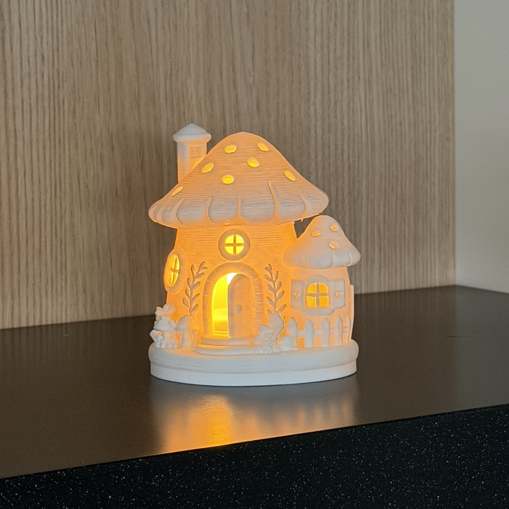 Paddenstoelhuisje met licht