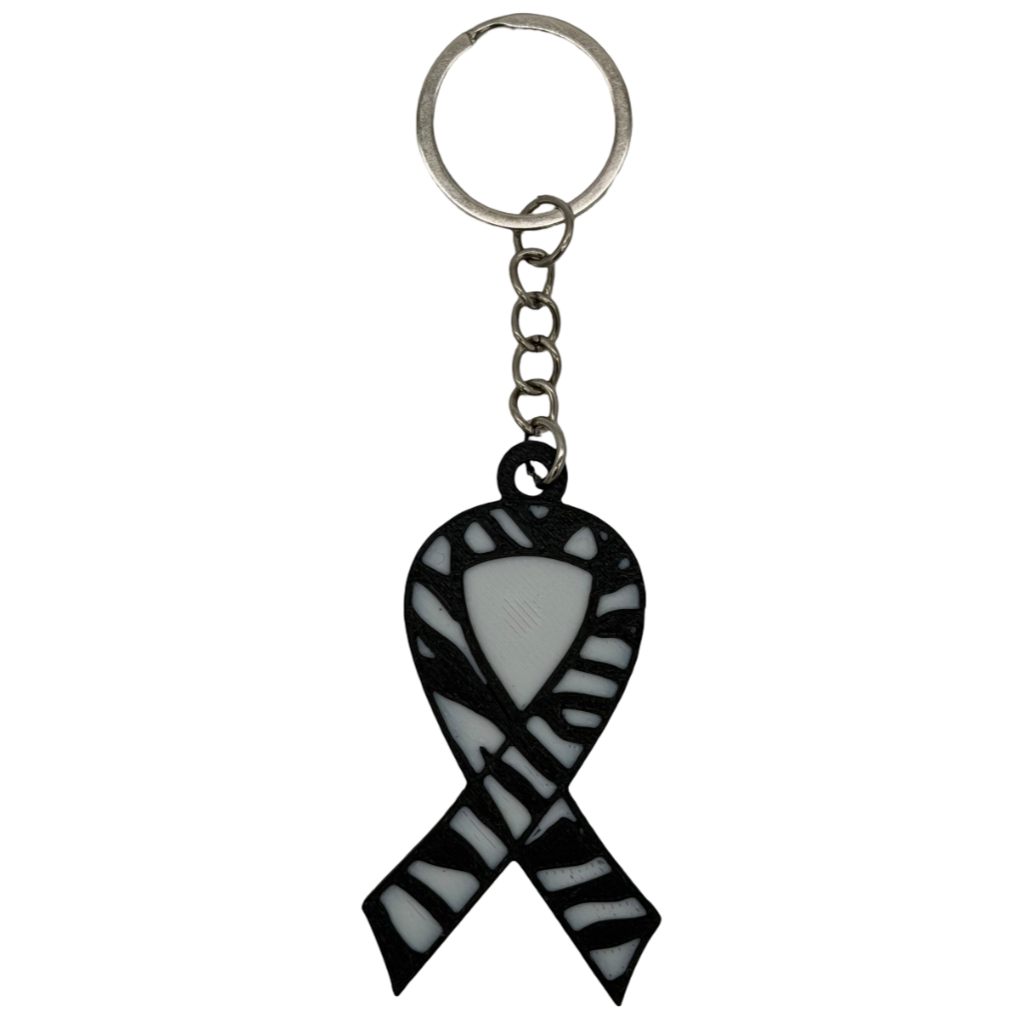 (Steun)lintje tegen kanker sleutelhanger  