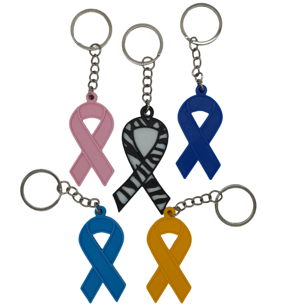 (Steun)lintje tegen kanker sleutelhanger  