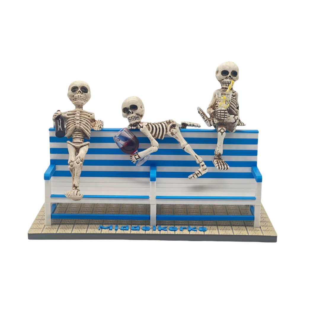 Poppetjes Halloween skelet voor bankje Middelkerke - Westende