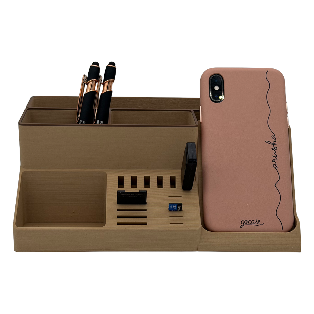 Bureau-organizer met telefoonhouder