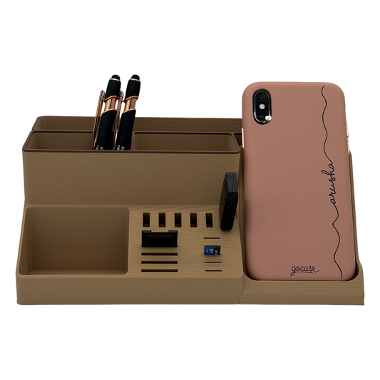 Bureau-organizer met telefoonhouder