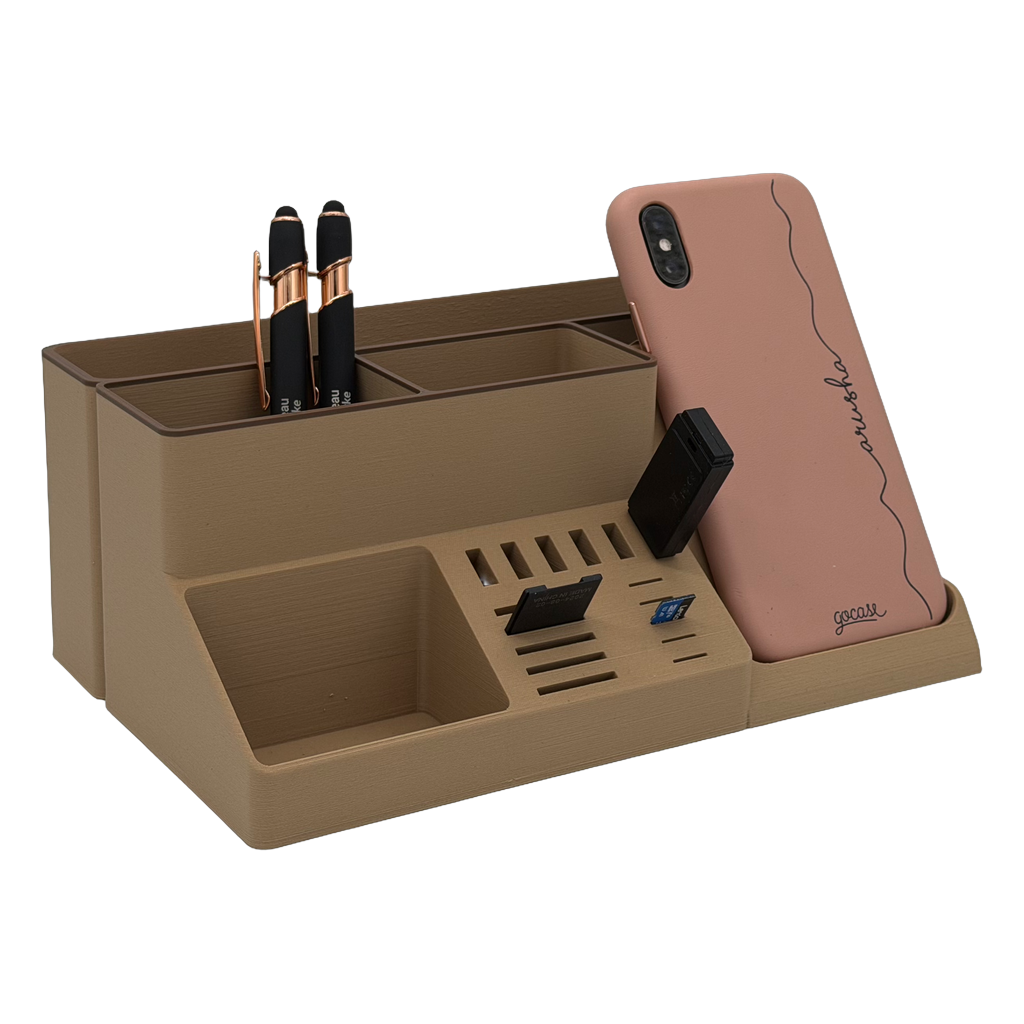 Bureau-organizer met telefoonhouder