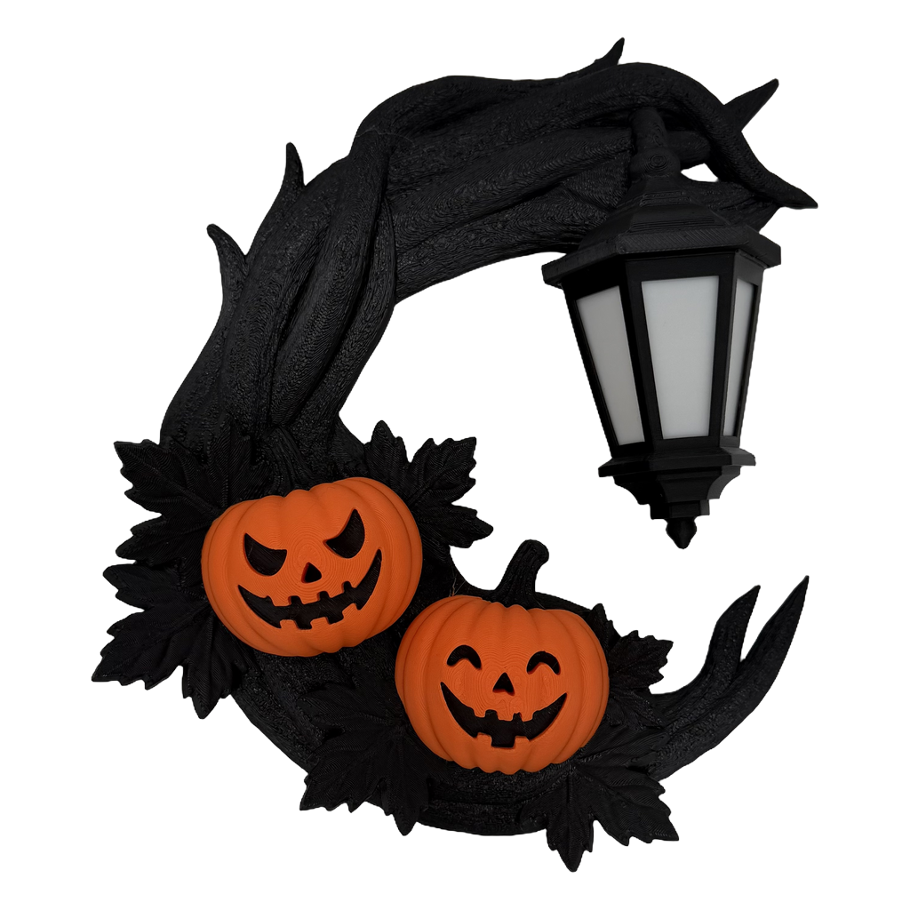 Halloweenkrans met pompoenen