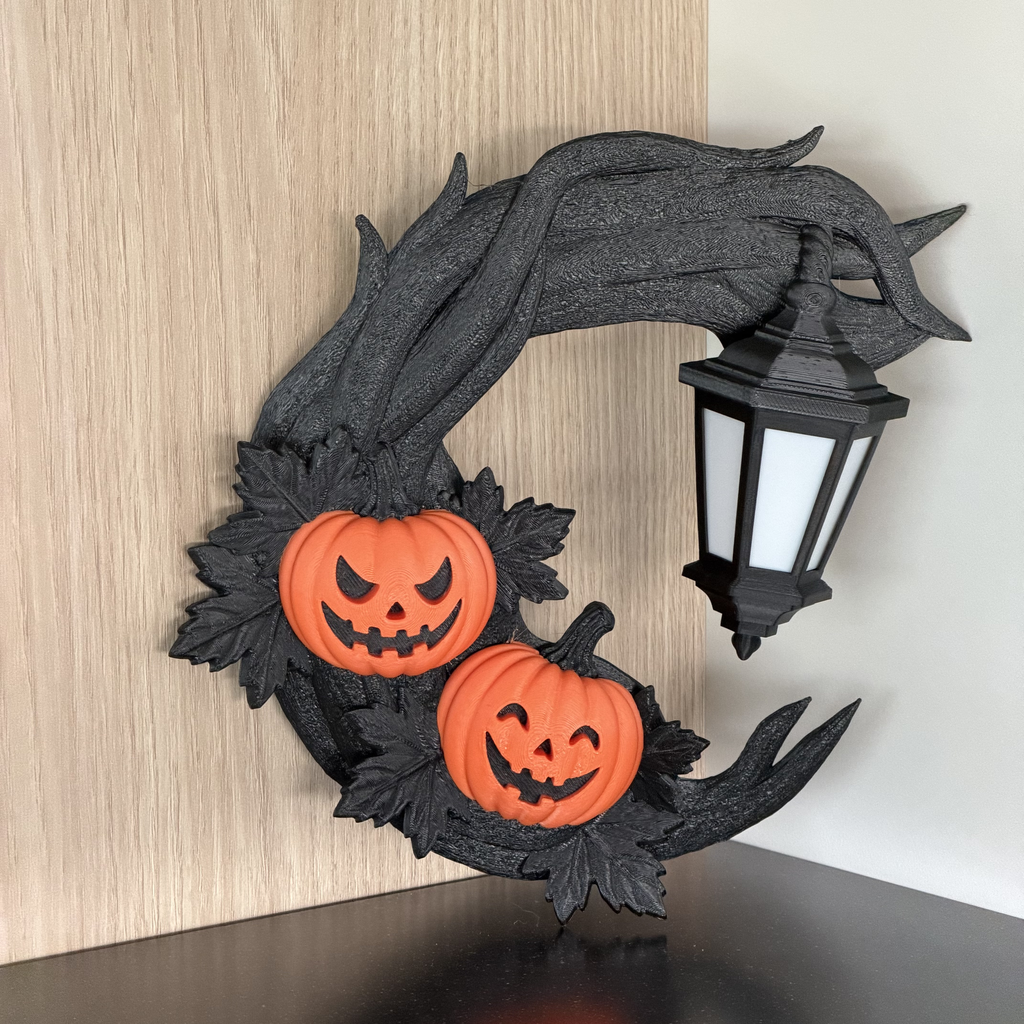 Halloweenkrans met pompoenen