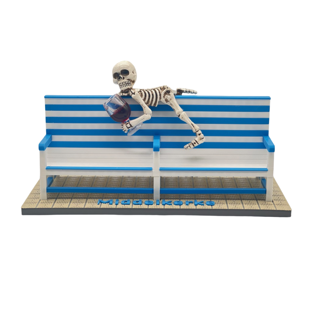 Poppetjes Halloween skelet voor bankje Middelkerke - Westende