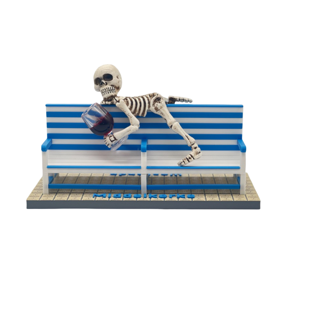 Poppetjes Halloween skelet voor bankje Middelkerke - Westende