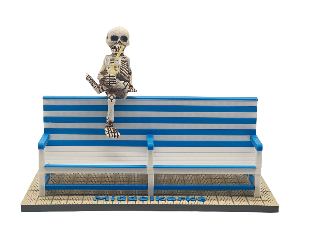 Poppetjes Halloween skelet voor bankje Middelkerke - Westende