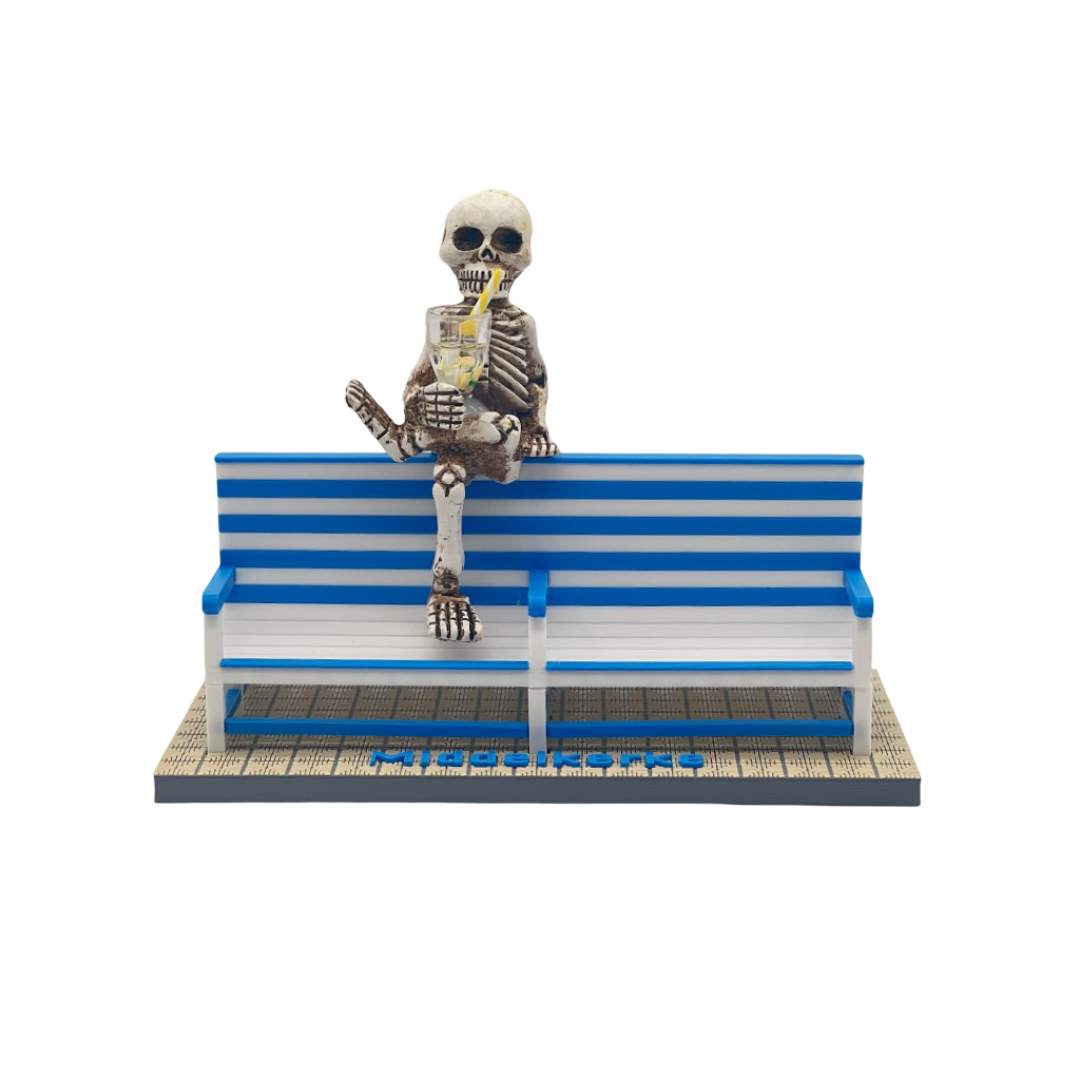 Poppetjes Halloween skelet voor bankje Middelkerke - Westende