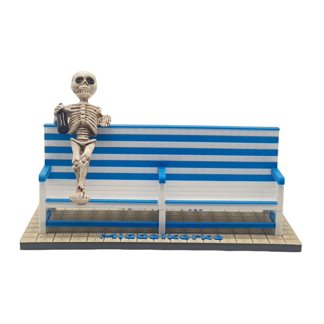 Poppetjes Halloween skelet voor bankje Middelkerke - Westende